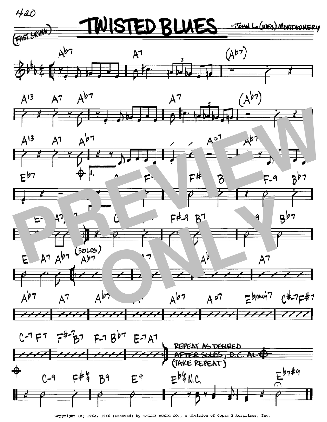 Download Wes Montgomery Twisted Blues Sheet Music
