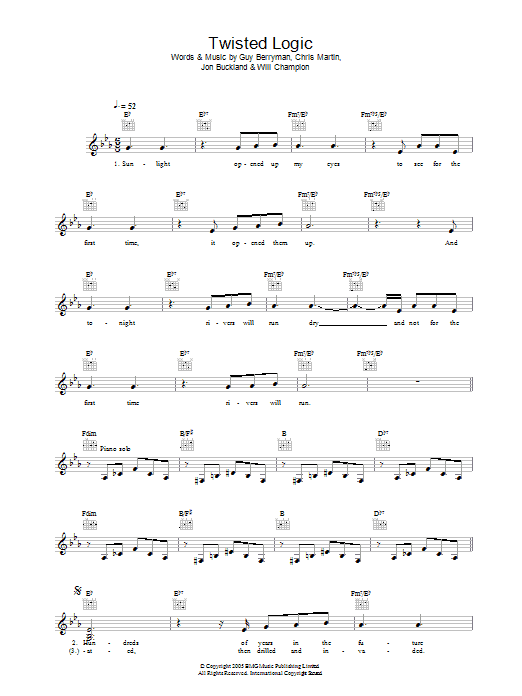 Download Coldplay Twisted Logic Sheet Music