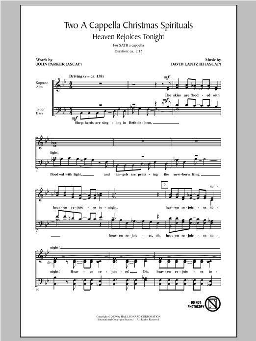 Download David Lantz III Two A Cappella Christmas Spirituals (ar Sheet Music
