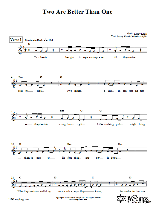 Download Larry Karol Two are Better Than One Sheet Music