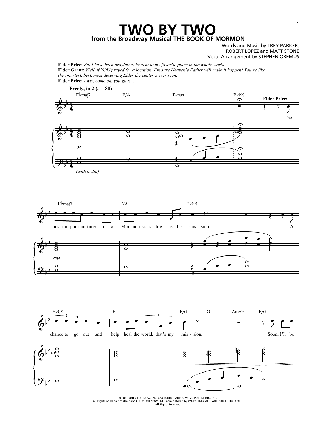 Download Trey Parker & Matt Stone Two By Two (from The Book of Mormon) Sheet Music