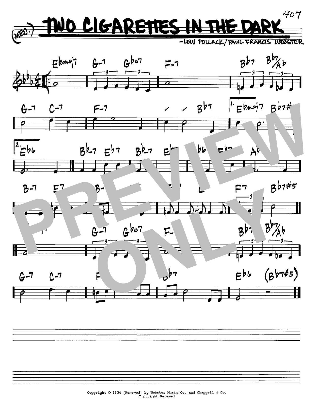 Download Paul Francis Webster Two Cigarettes In The Dark Sheet Music