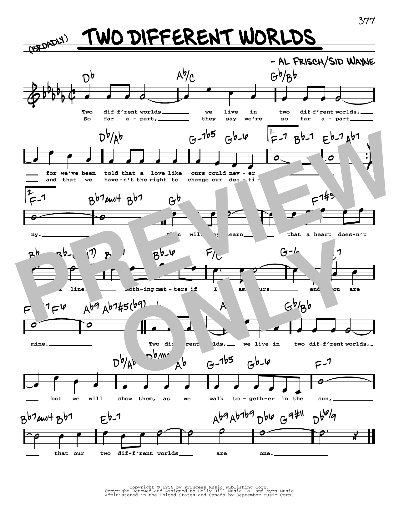 Download Sid Wayne Two Different Worlds (High Voice) Sheet Music