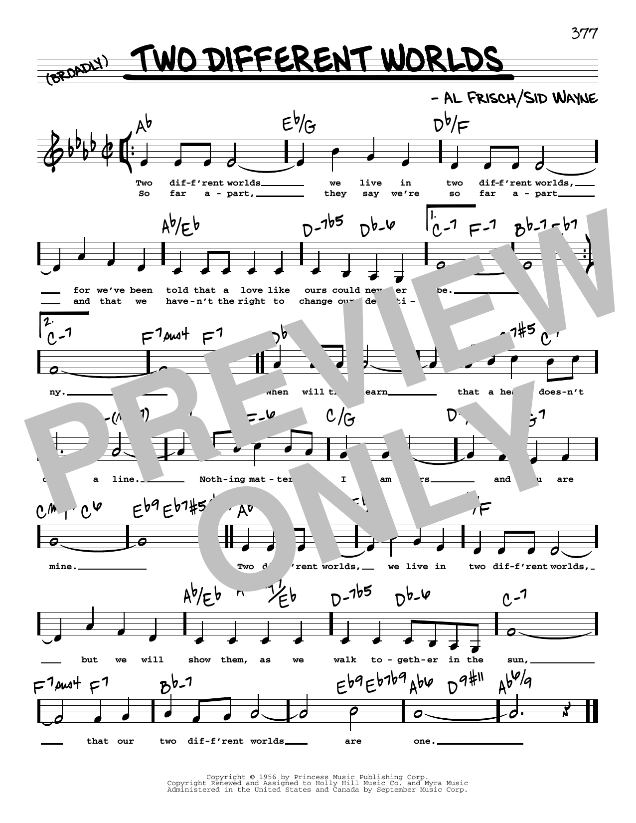 Download Al Frisch Two Different Worlds (Low Voice) Sheet Music