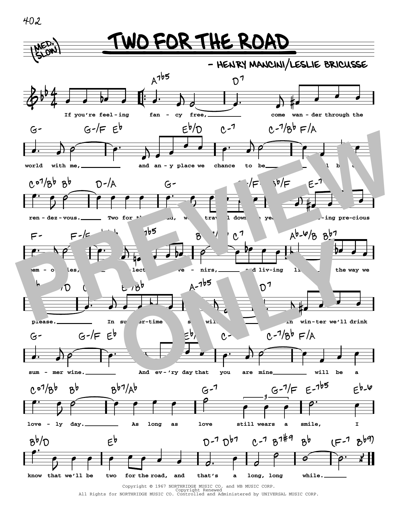 Download Henry Mancini Two For The Road (High Voice) Sheet Music