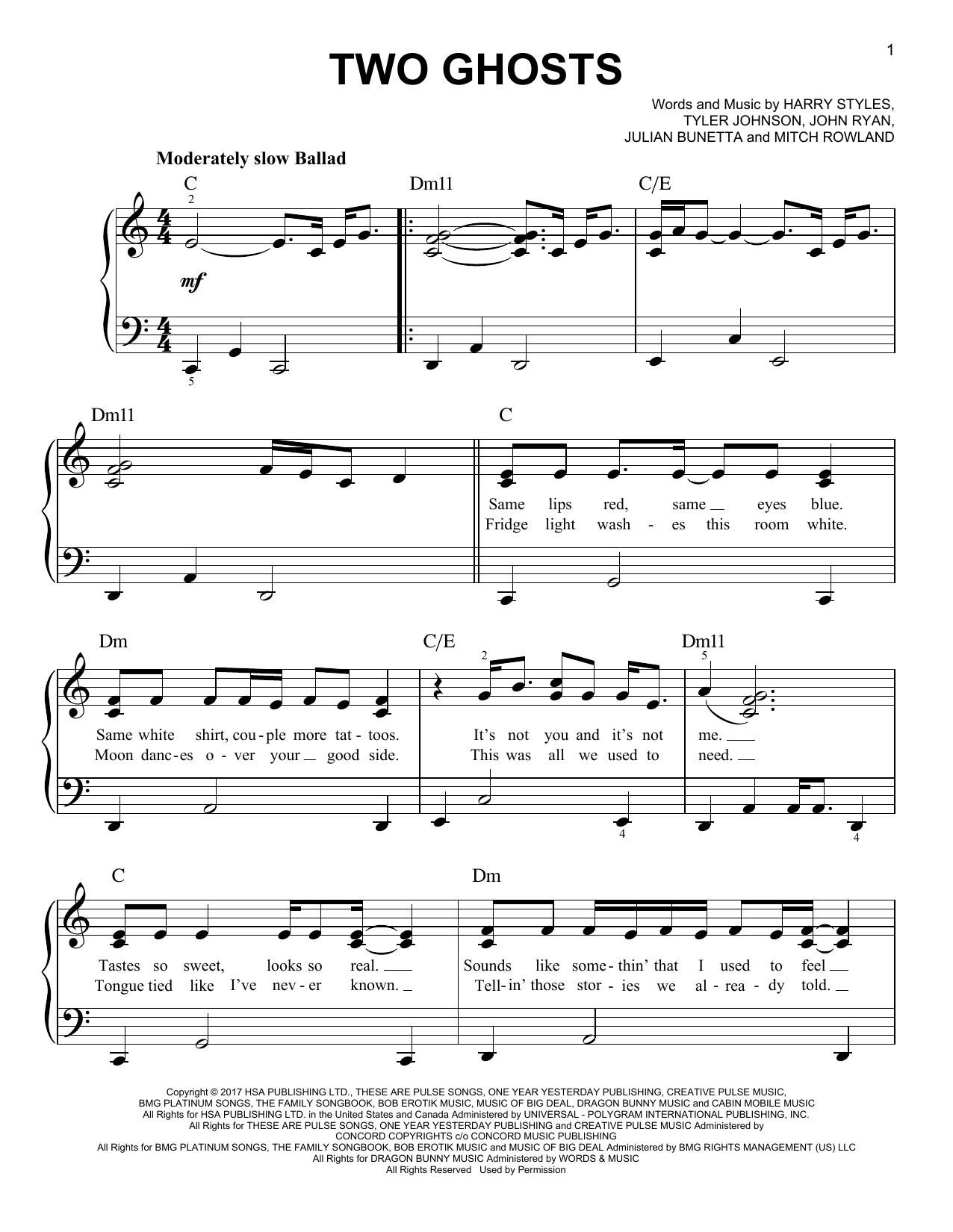 Download Harry Styles Two Ghosts Sheet Music