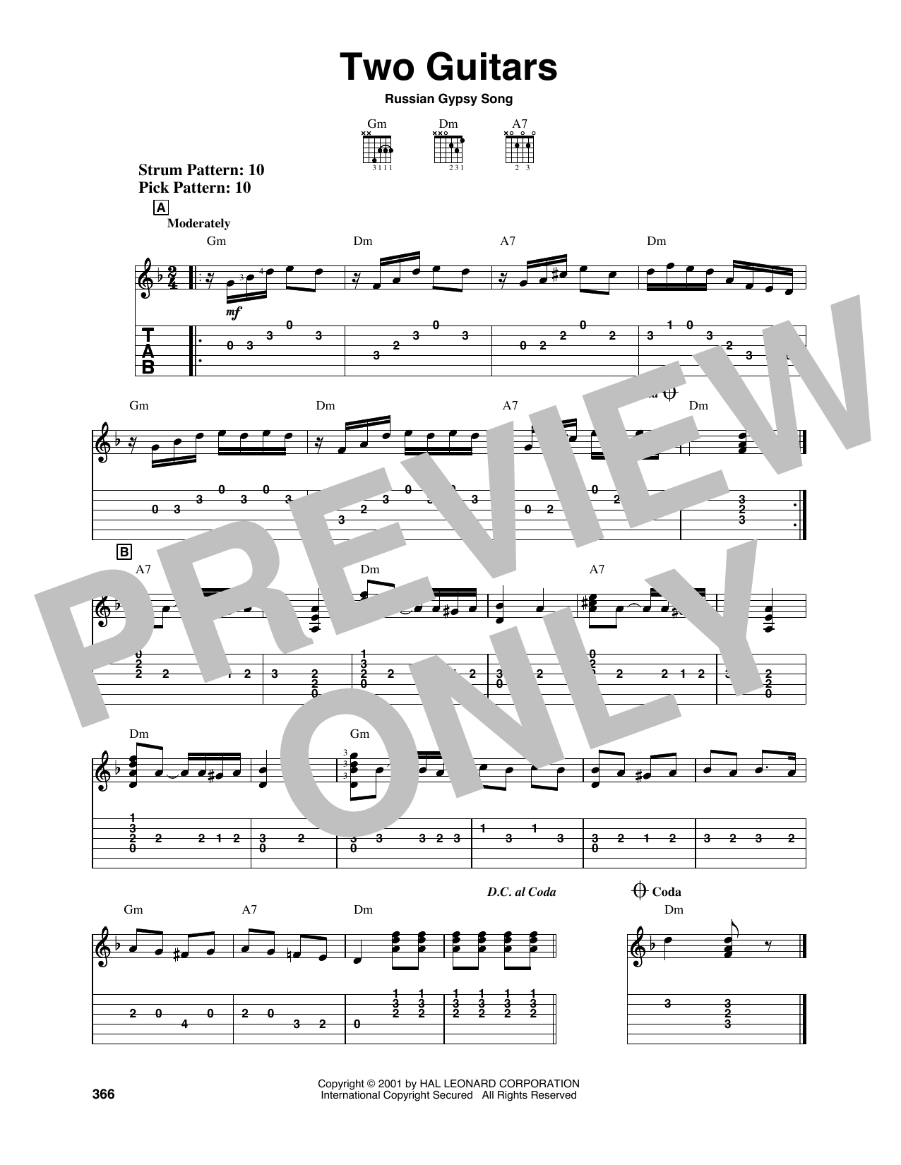 Download Russian Gypsy Song Two Guitars Sheet Music