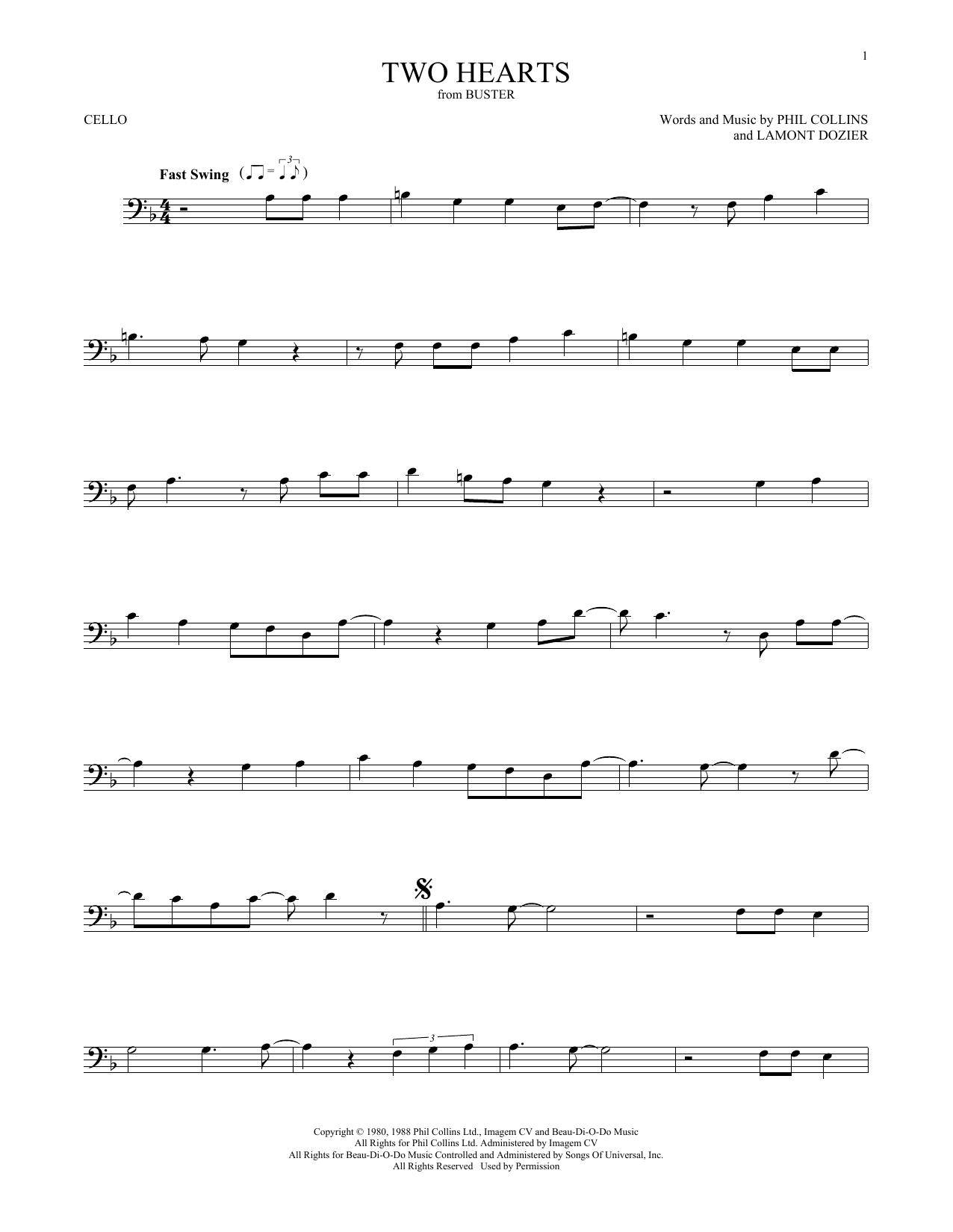 Download Phil Collins Two Hearts Sheet Music