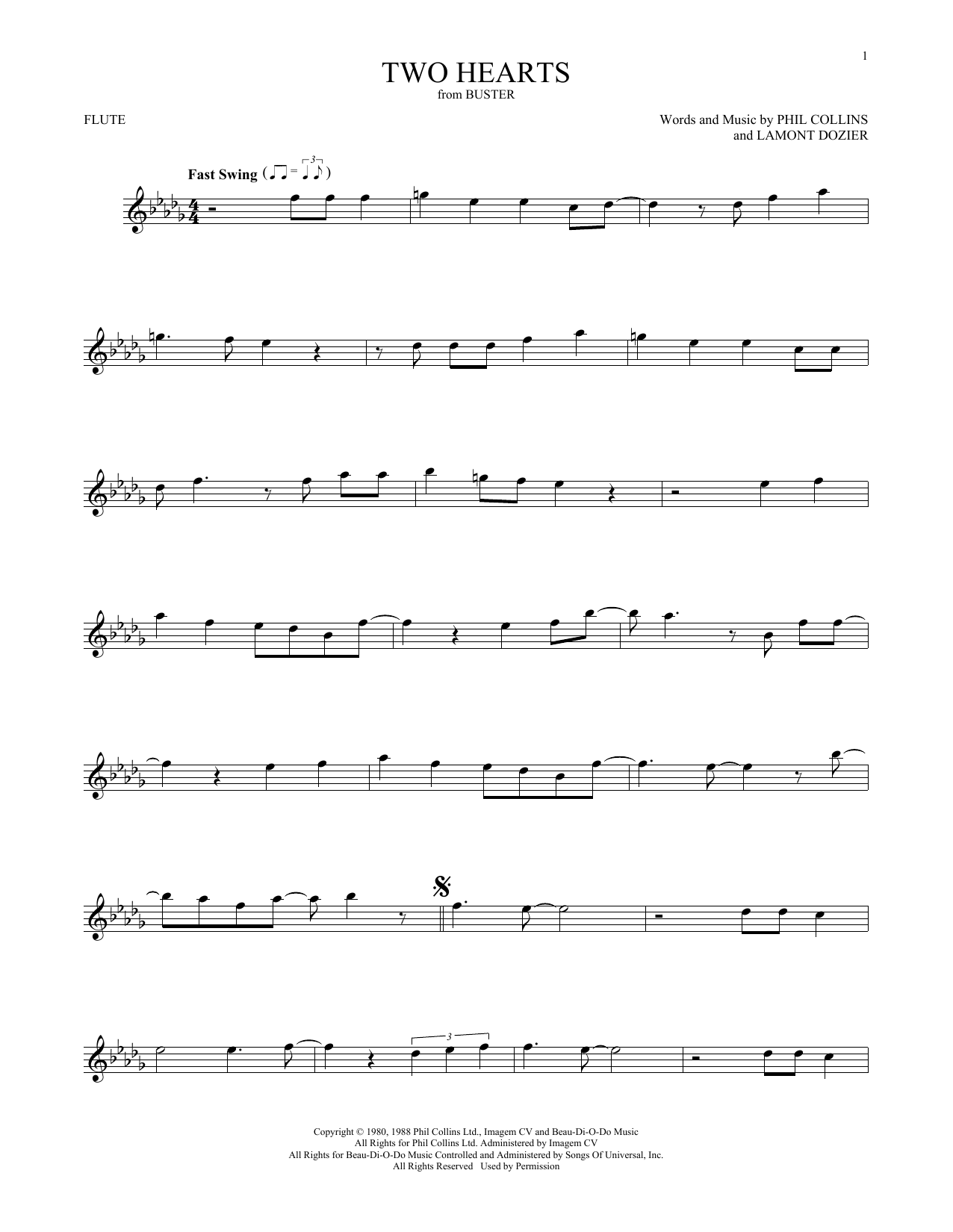 Download Phil Collins Two Hearts Sheet Music