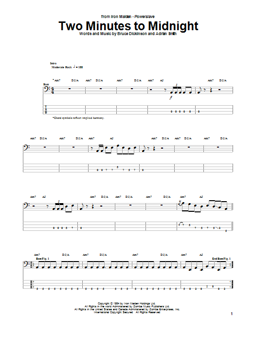 Download Iron Maiden Two Minutes To Midnight Sheet Music