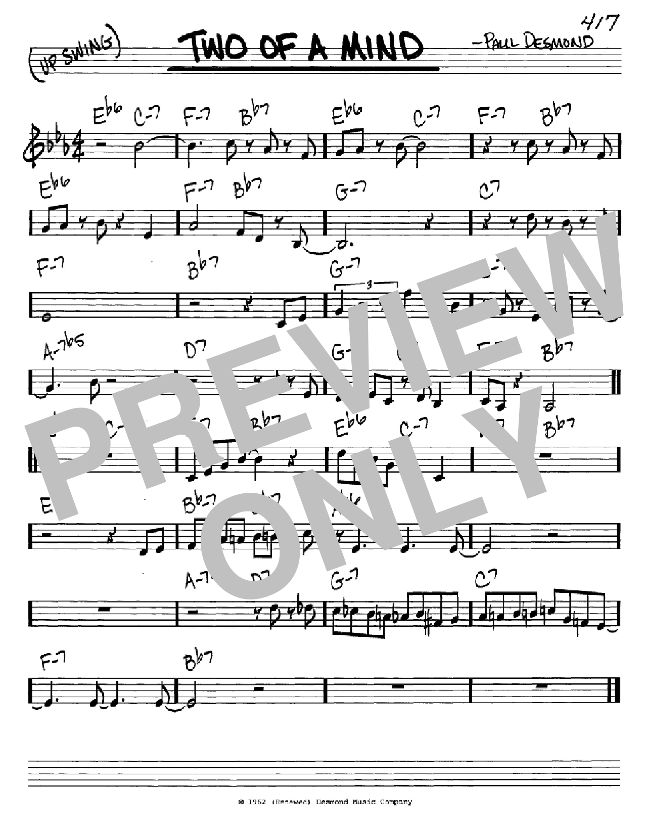 Download Paul Desmond Two Of A Mind Sheet Music