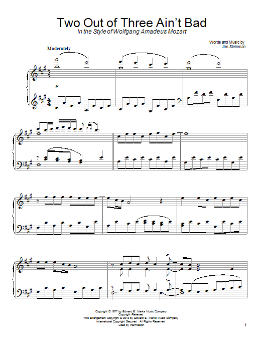 Download Meat Loaf Two Out Of Three Ain't Bad Sheet Music