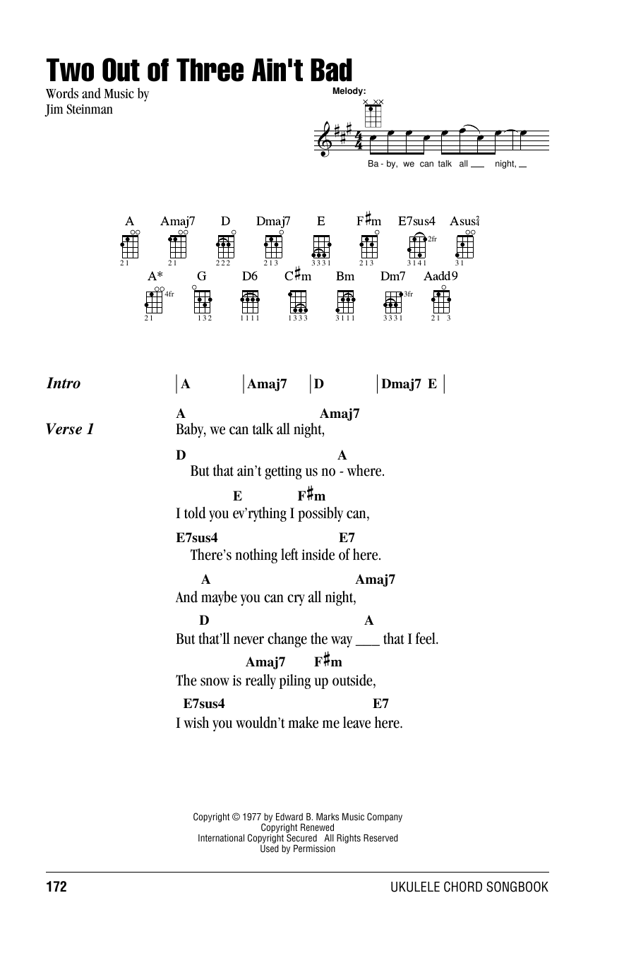 Download Meat Loaf Two Out Of Three Ain't Bad Sheet Music