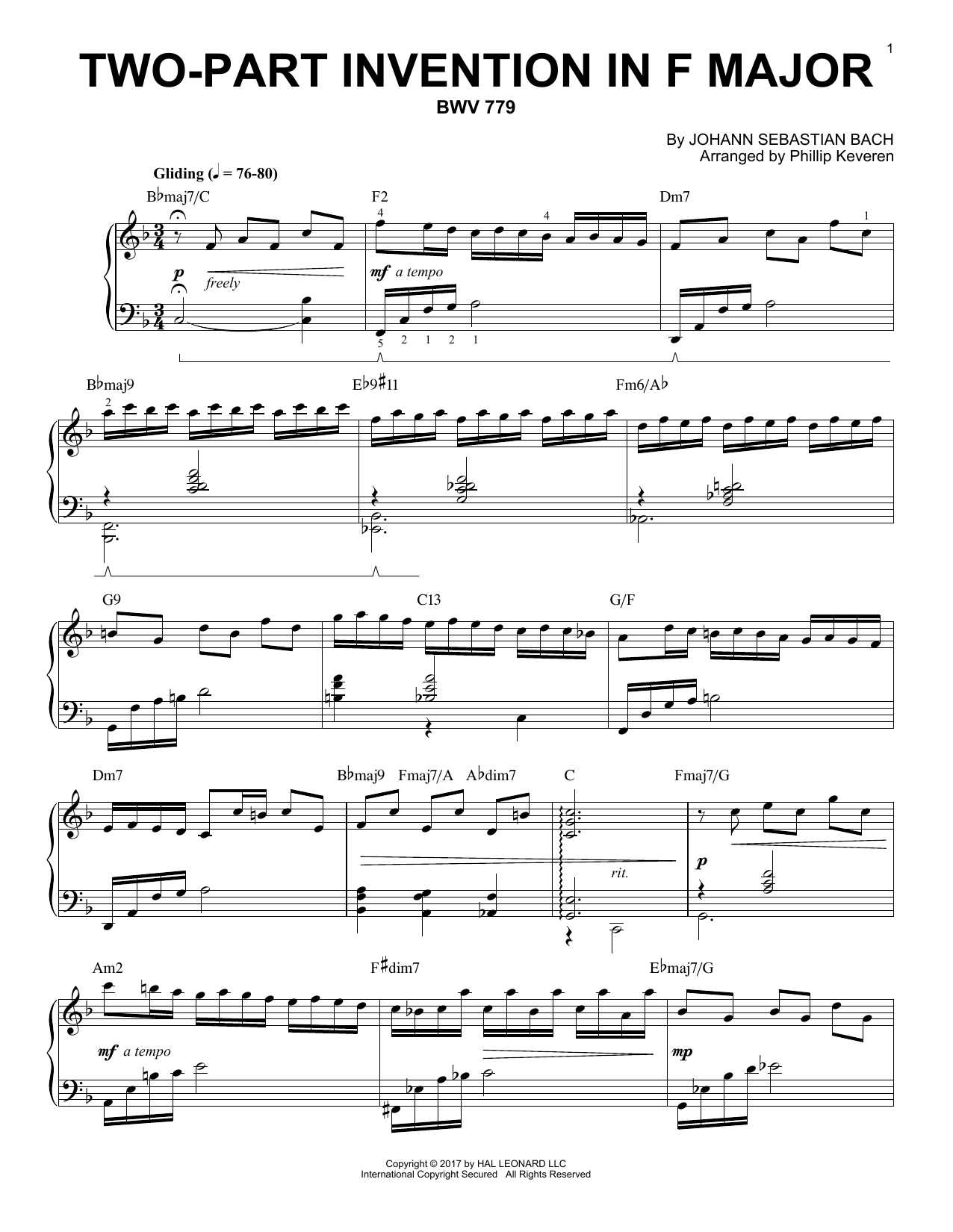Download Phillip Keveren Two-Part Invention In F Major, BWV 779 Sheet Music