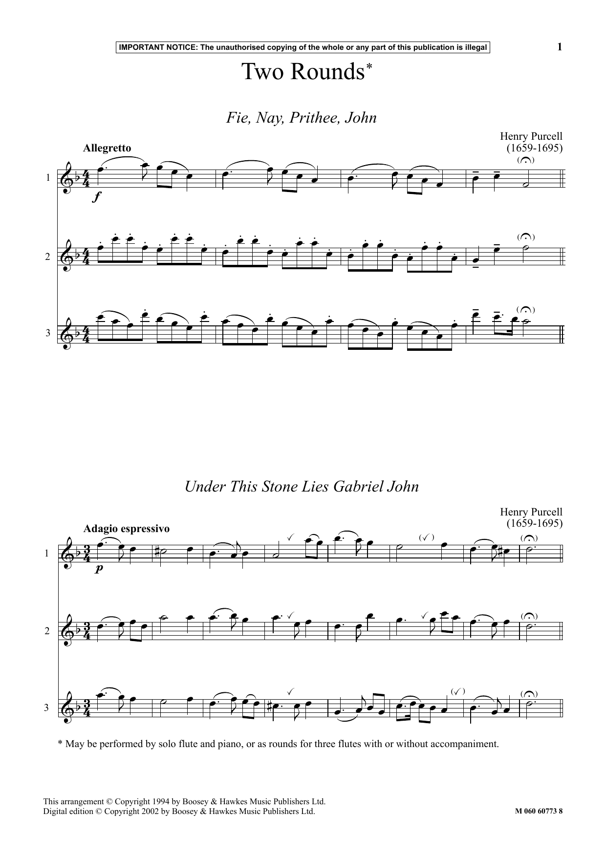 Download Henry Purcell Two Rounds Sheet Music