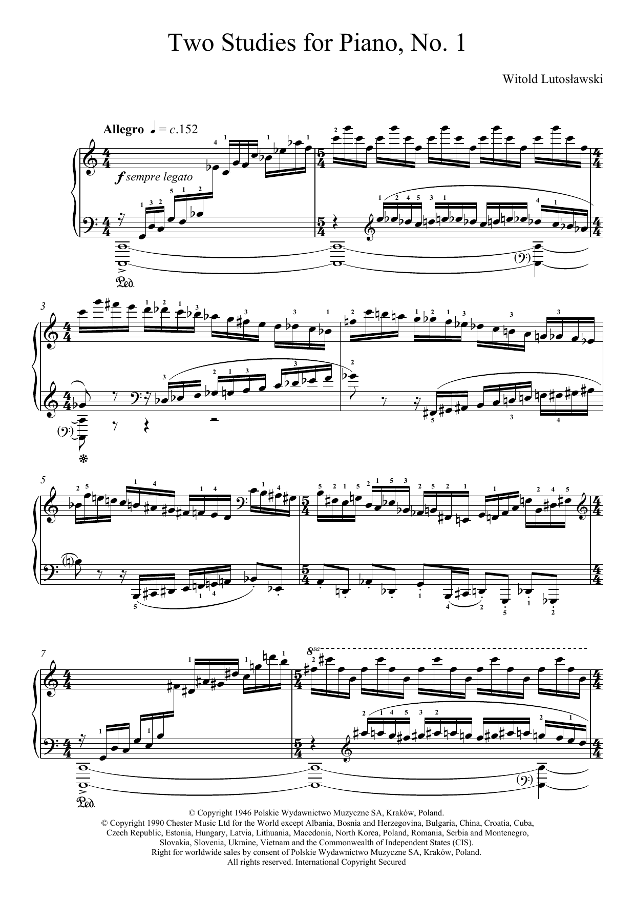 Download Witold Lutoslawski Two Studies For Piano, 1. Allegro Sheet Music
