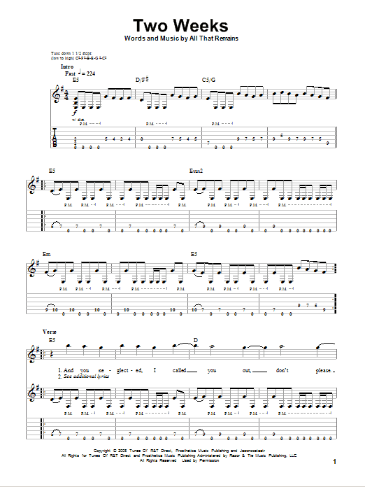 Download All That Remains Two Weeks Sheet Music