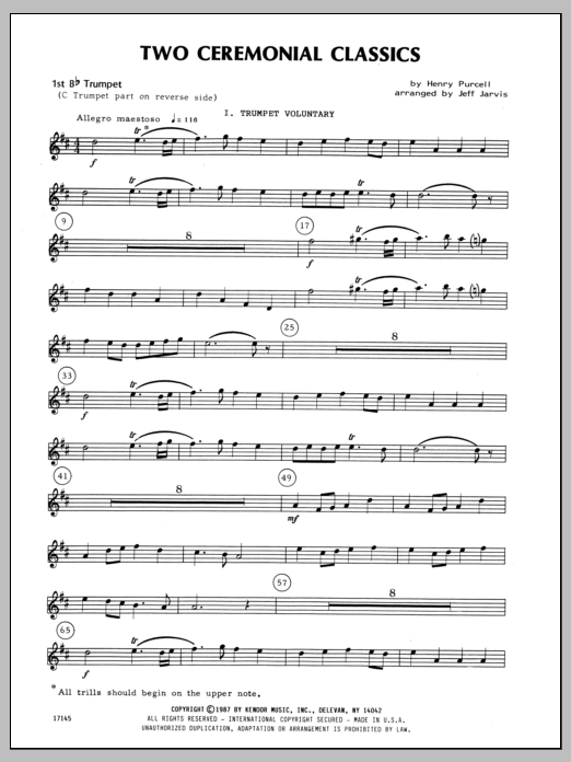 Download Jarvis Two Ceremonial Classics - 1st Bb Trumpe Sheet Music