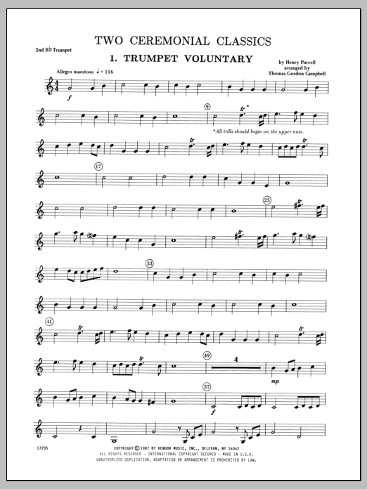 Download Campbell Two Ceremonial Classics - 2nd Bb Trumpe Sheet Music