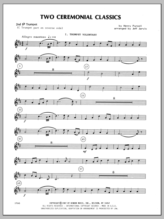 Download Jarvis Two Ceremonial Classics - 2nd Bb Trumpe Sheet Music
