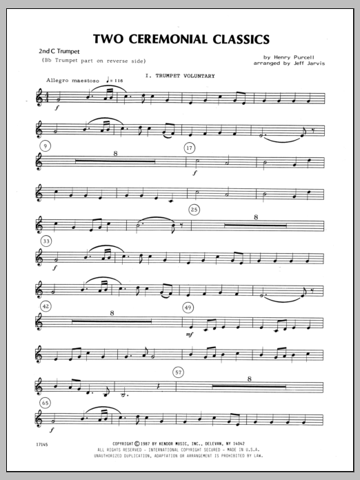 Download Jarvis Two Ceremonial Classics - 2nd C Trumpet Sheet Music