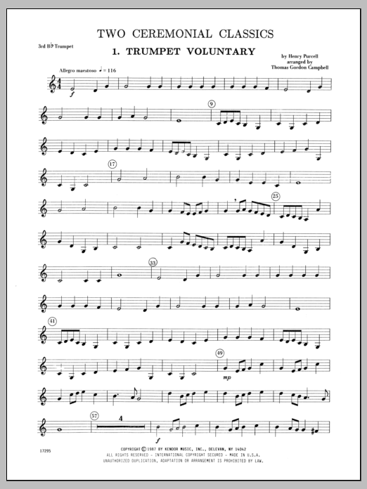 Download Campbell Two Ceremonial Classics - 3rd Bb Trumpe Sheet Music