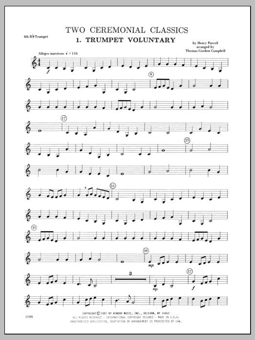 Download Campbell Two Ceremonial Classics - 4th Bb Trumpe Sheet Music