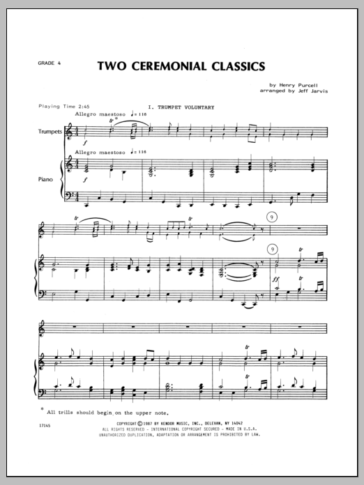 Download Jarvis Two Ceremonial Classics - Piano Sheet Music