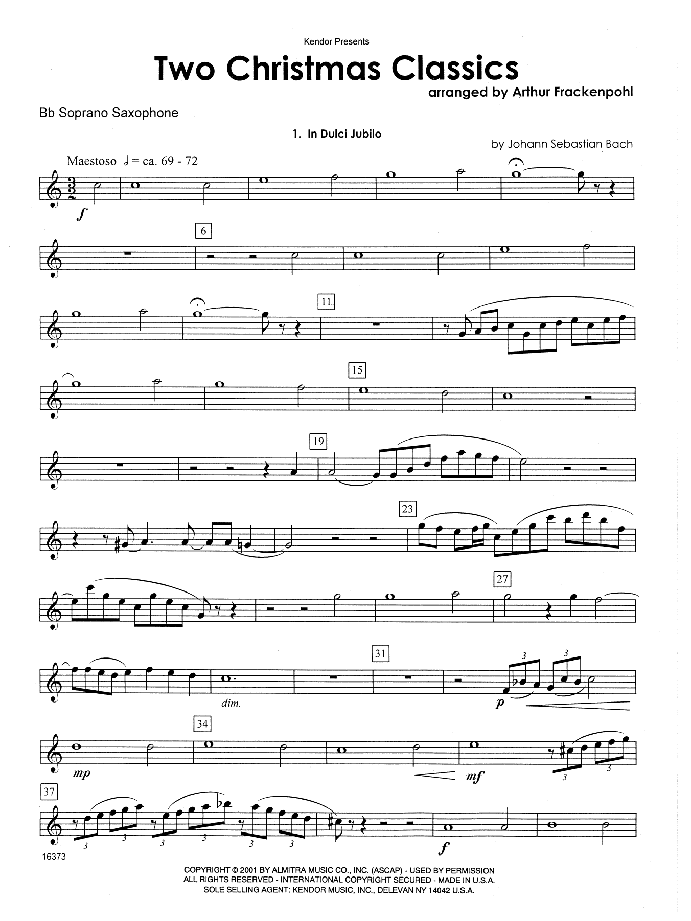 Download Arthur Frackenpohl Two Christmas Classics - Bb Soprano Sax Sheet Music