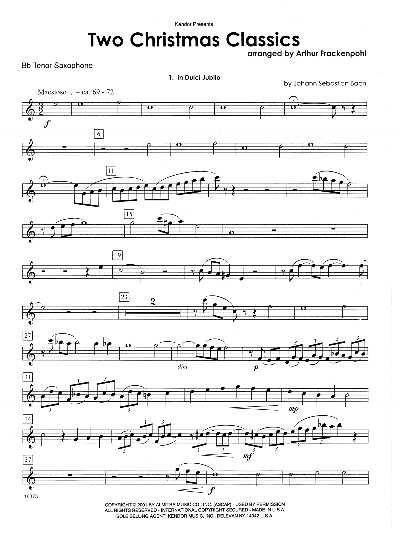 Download Arthur Frackenpohl Two Christmas Classics - Bb Tenor Saxop Sheet Music