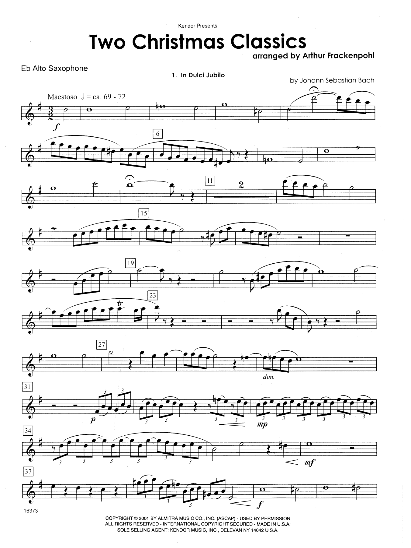 Download Arthur Frackenpohl Two Christmas Classics - Eb Alto Saxoph Sheet Music