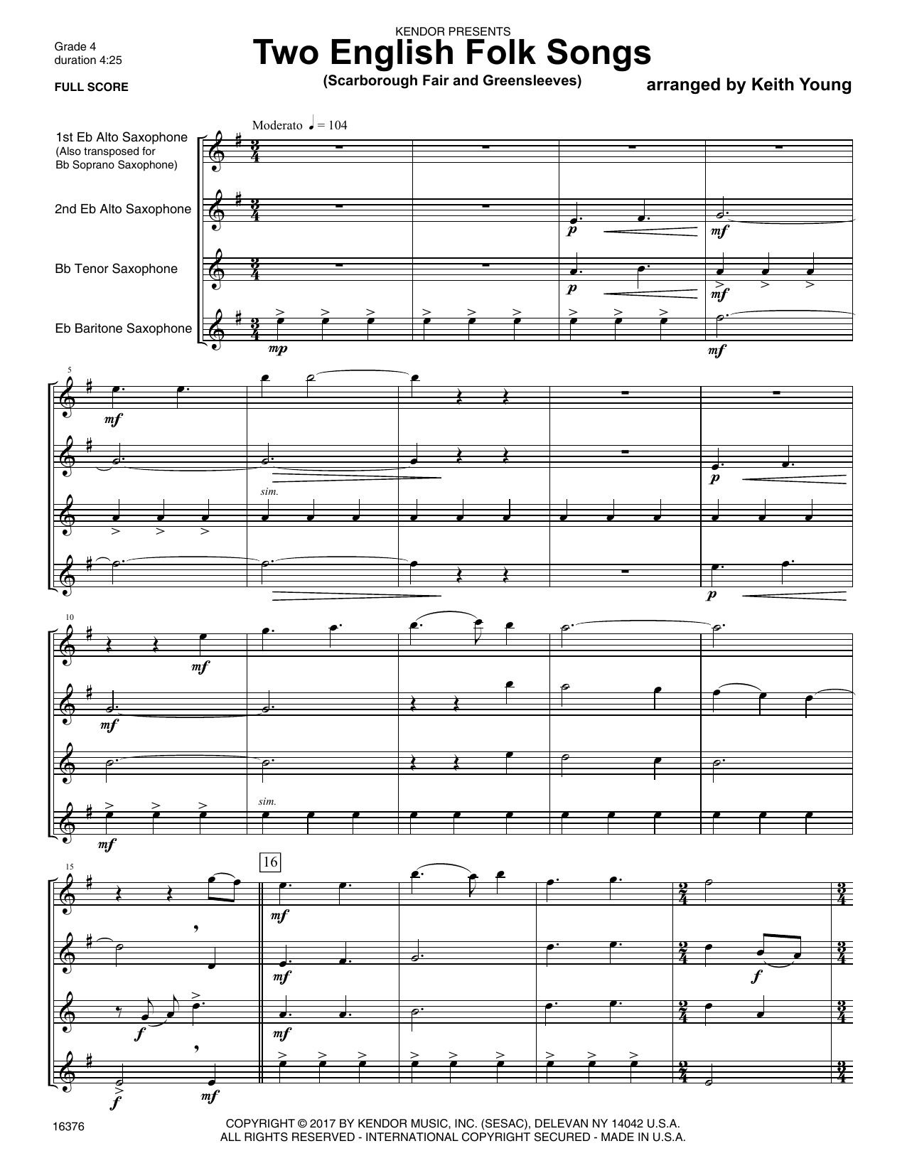 Download Keith Young Two English Folk Songs (Scarborough Fai Sheet Music