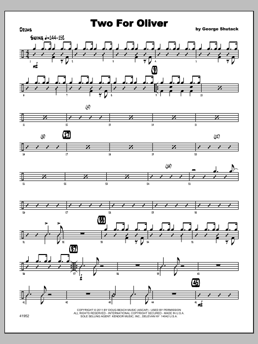 Download Shutack Two For Oliver - Drums Sheet Music
