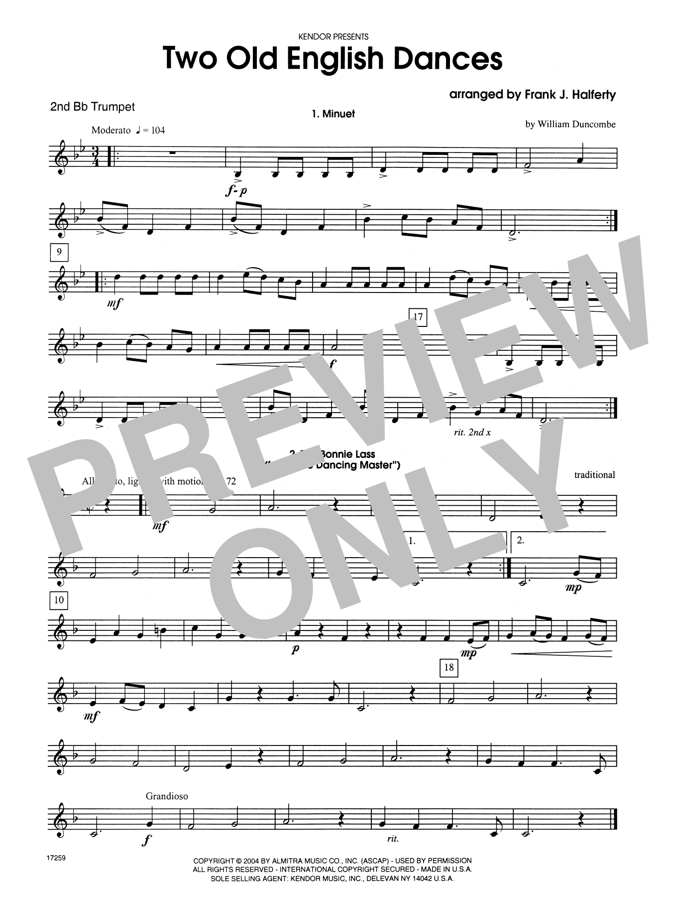 Download Frank J. Halferty Two Old English Dances - 2nd Bb Trumpet Sheet Music