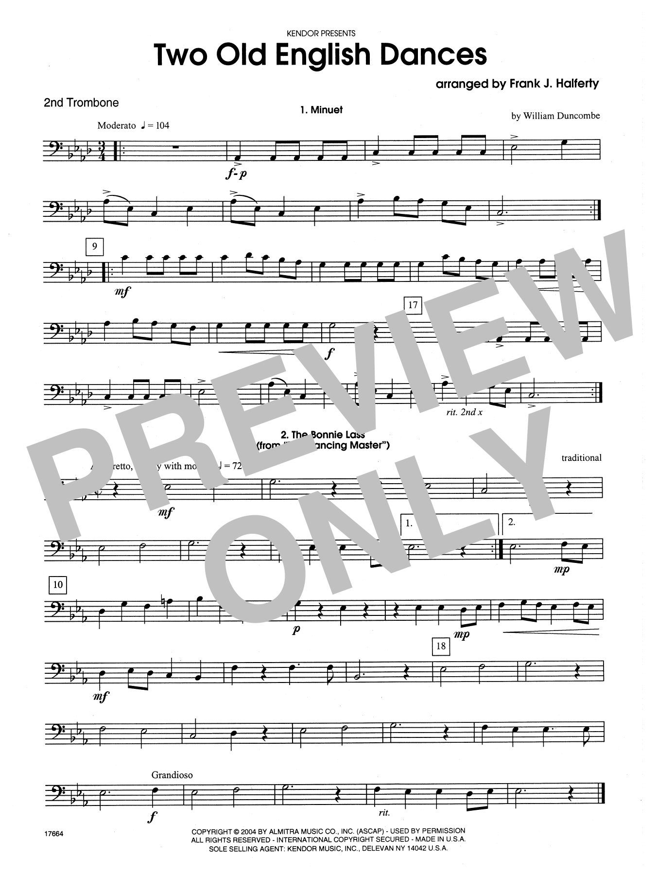 Download Frank J. Halferty Two Old English Dances - 2nd Trombone Sheet Music