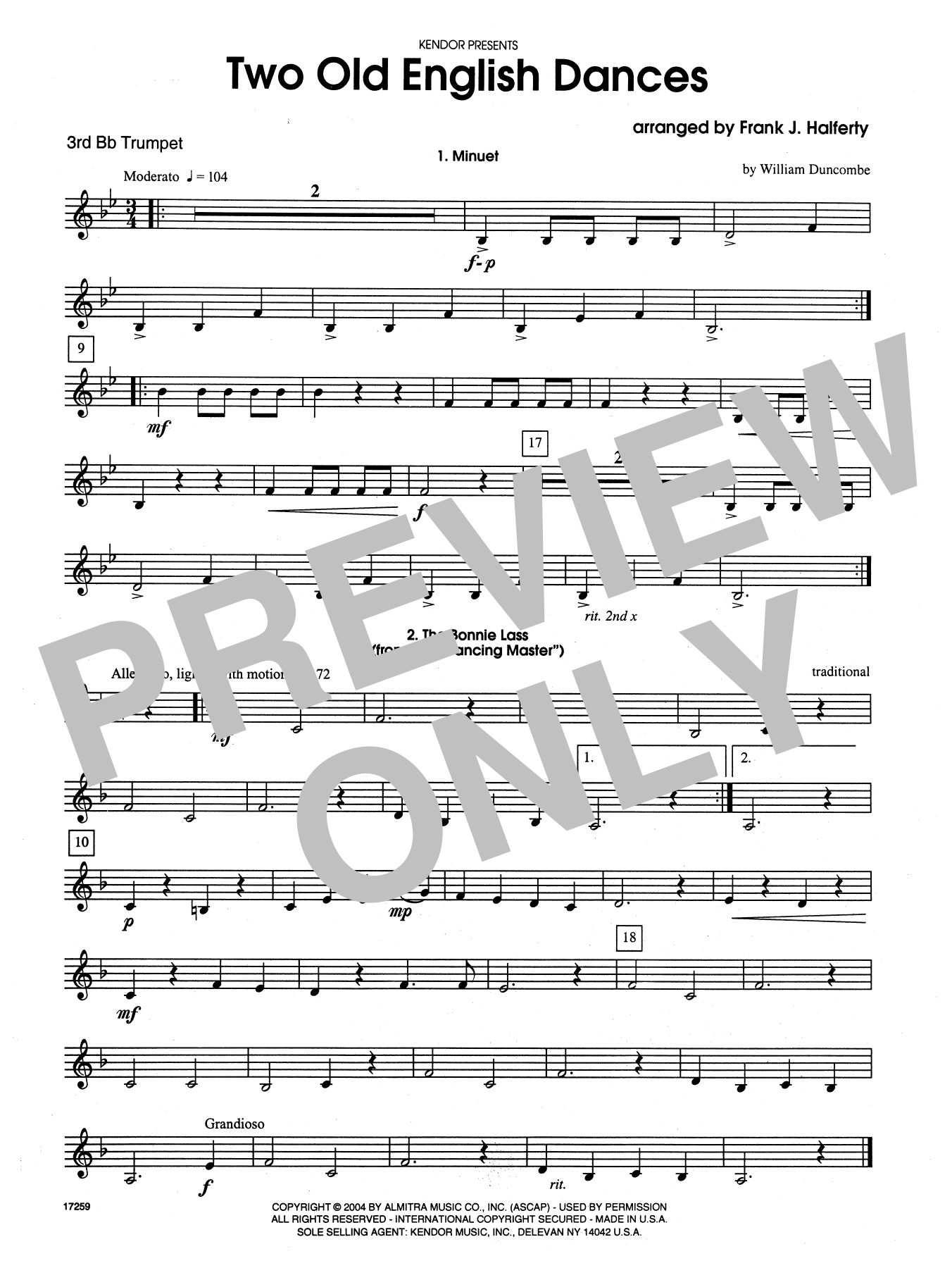 Download Frank J. Halferty Two Old English Dances - 3rd Bb Trumpet Sheet Music
