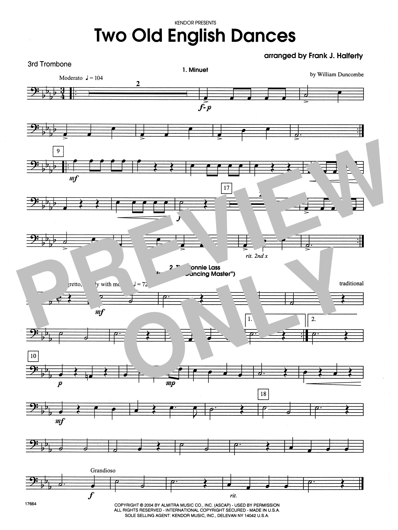 Download Frank J. Halferty Two Old English Dances - 3rd Trombone Sheet Music