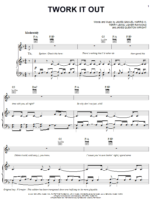Download Usher Twork It Out Sheet Music