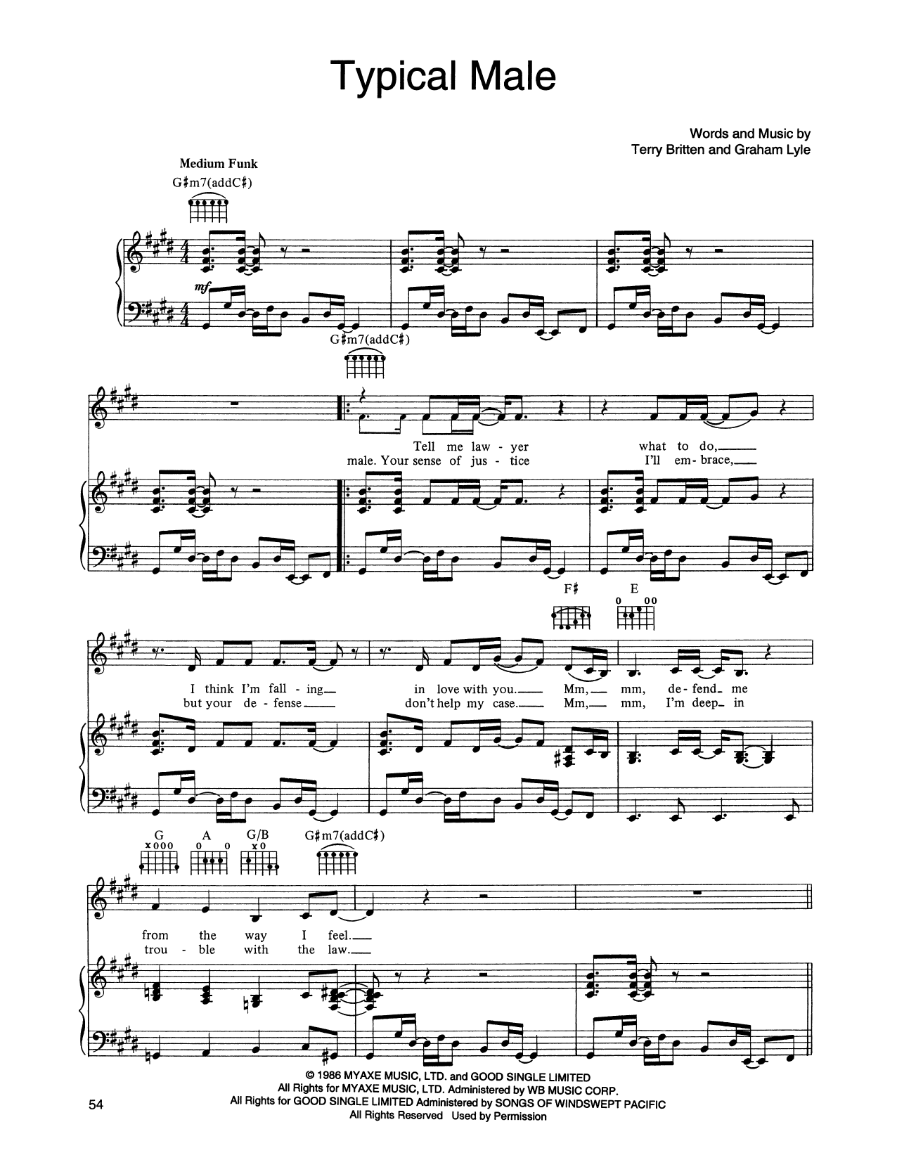 Download Tina Turner Typical Male Sheet Music