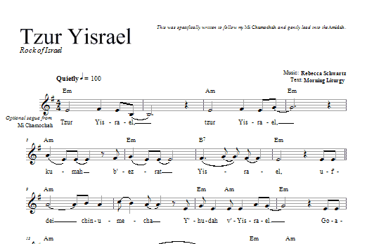 Download Rebecca Schwartz Tzur Yisrael Sheet Music