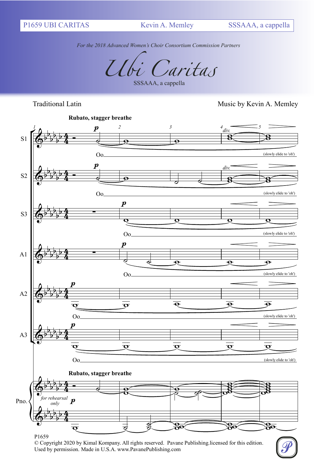Download Kevin A. Memley Ubi Caritas Sheet Music