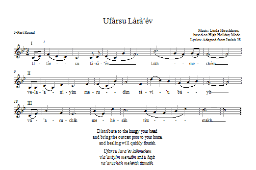 Download Linda Hirschhorn Ufarsu Lara'ev Sheet Music