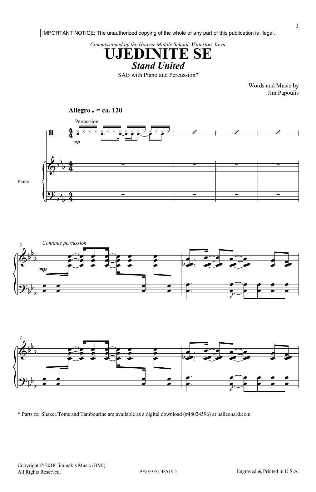 Download Jim Papoulis Ujedinite Se (Stand United) Sheet Music