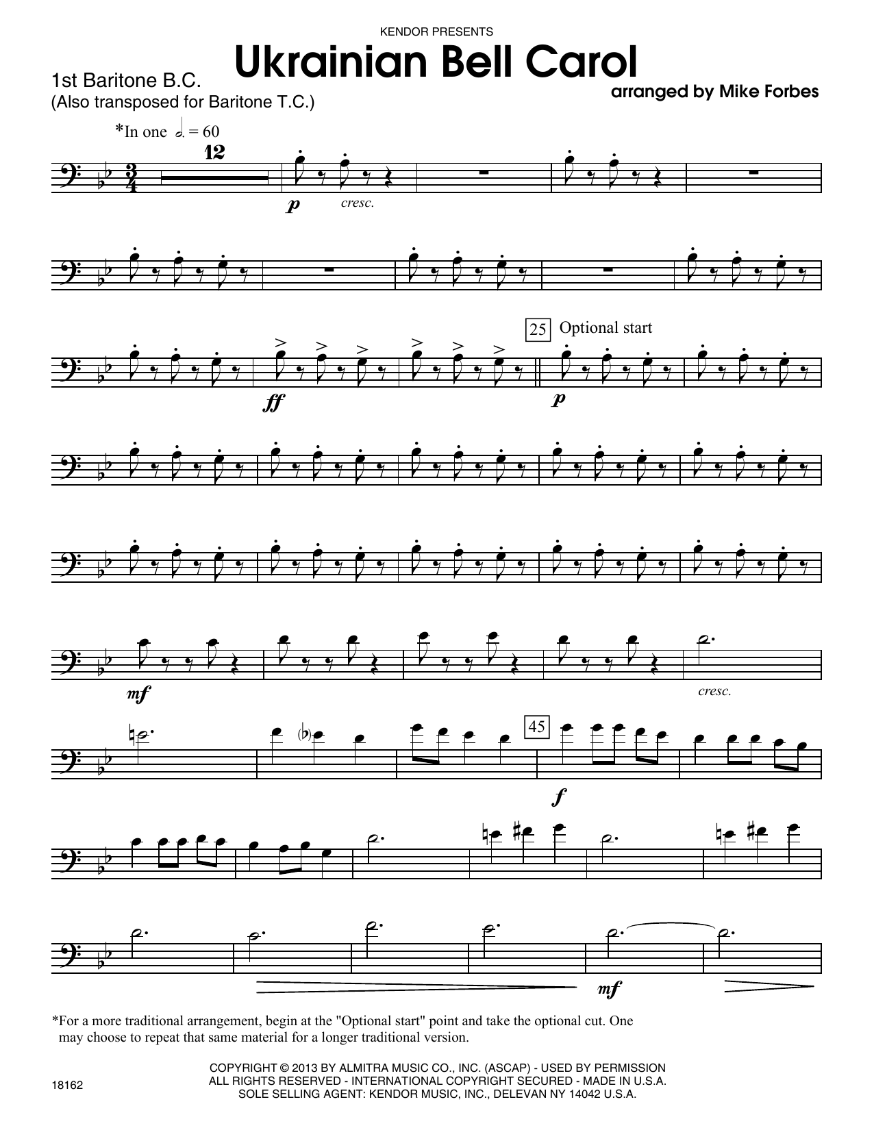 Download Michael Forbes Ukrainian Bell Carol - 1st Baritone B.C Sheet Music