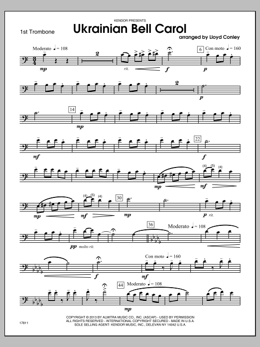 Download Lloyd Conley Ukrainian Bell Carol - 1st Trombone Sheet Music