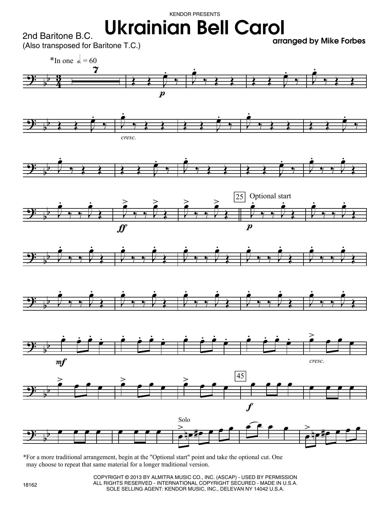 Download Michael Forbes Ukrainian Bell Carol - 2nd Baritone B.C Sheet Music