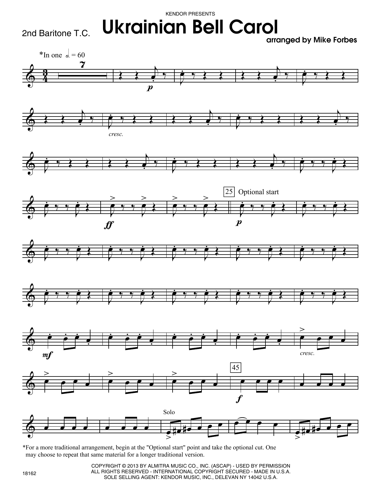 Download Michael Forbes Ukrainian Bell Carol - 2nd Baritone T.C Sheet Music