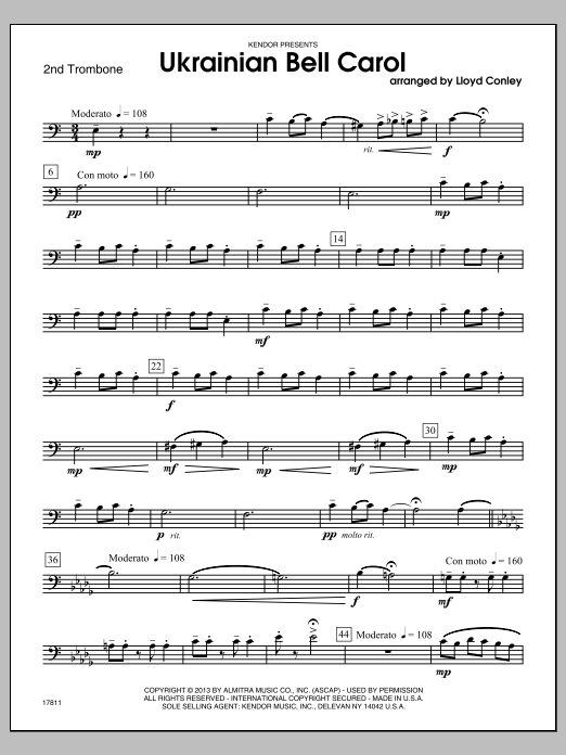 Download Lloyd Conley Ukrainian Bell Carol - 2nd Trombone Sheet Music
