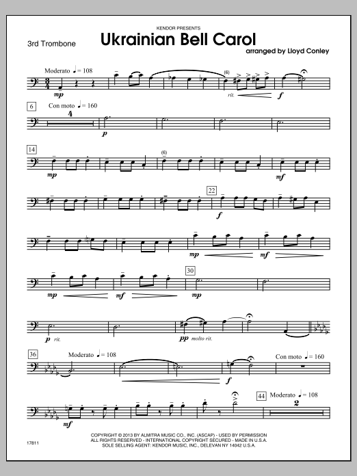 Download Lloyd Conley Ukrainian Bell Carol - 3rd Trombone Sheet Music