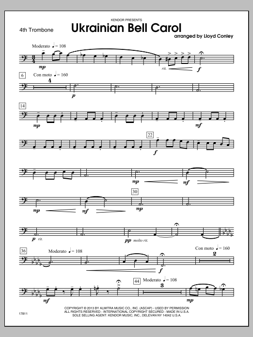 Download Lloyd Conley Ukrainian Bell Carol - 4th Trombone Sheet Music